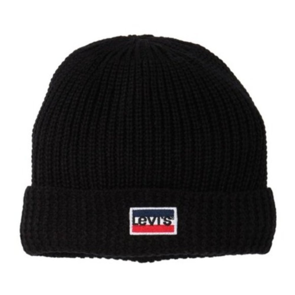 Levi's Cuff Faux Fur Lined Beanie Black